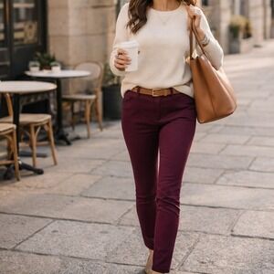 GAP Skinny Mini Beach Plum Chino Pants Stretch Work Office Capsule Size 0